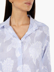 STIMM - Camicia a righe con stampe azzurro / bianco