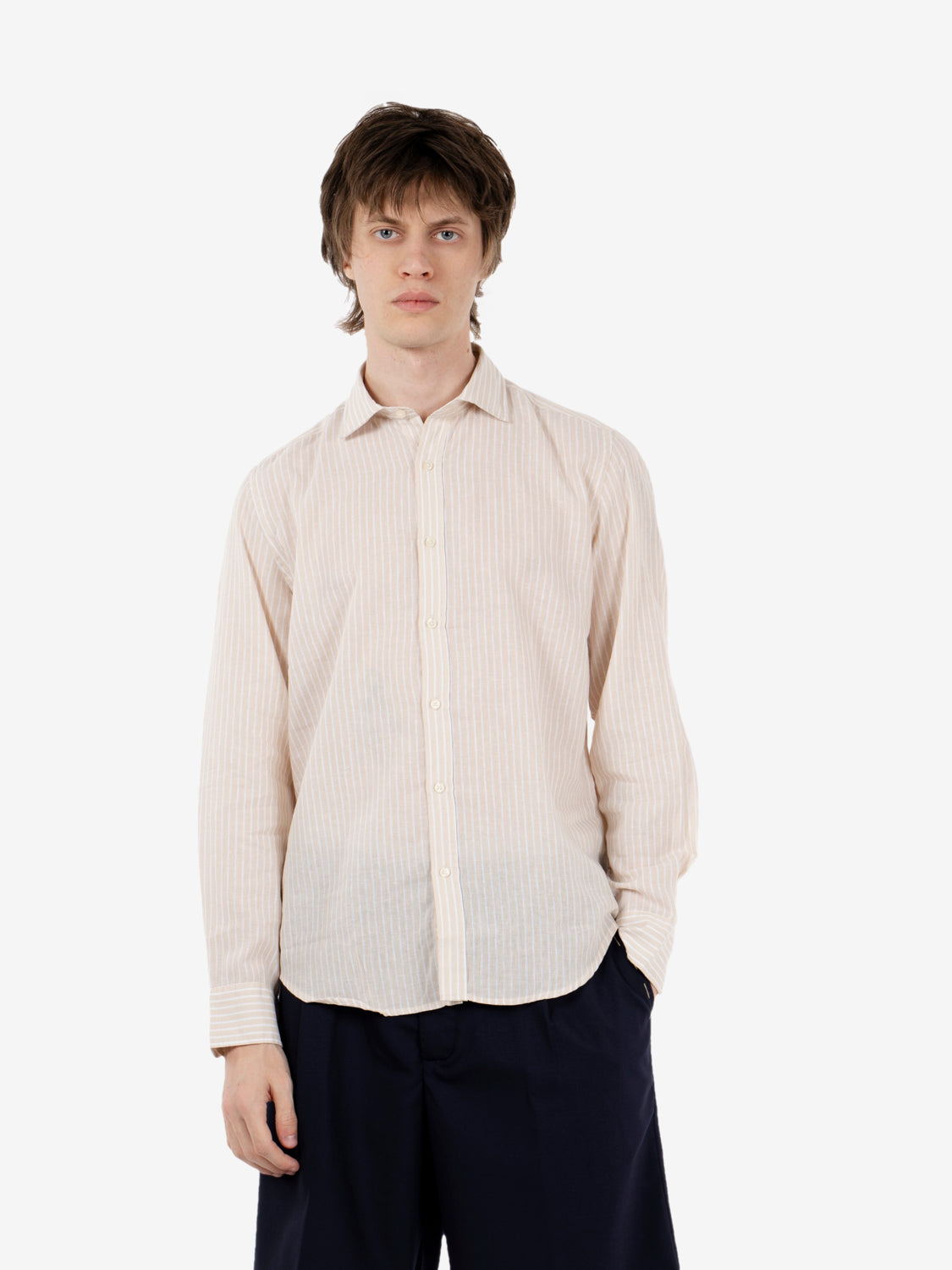 Camicia a righe sand / white