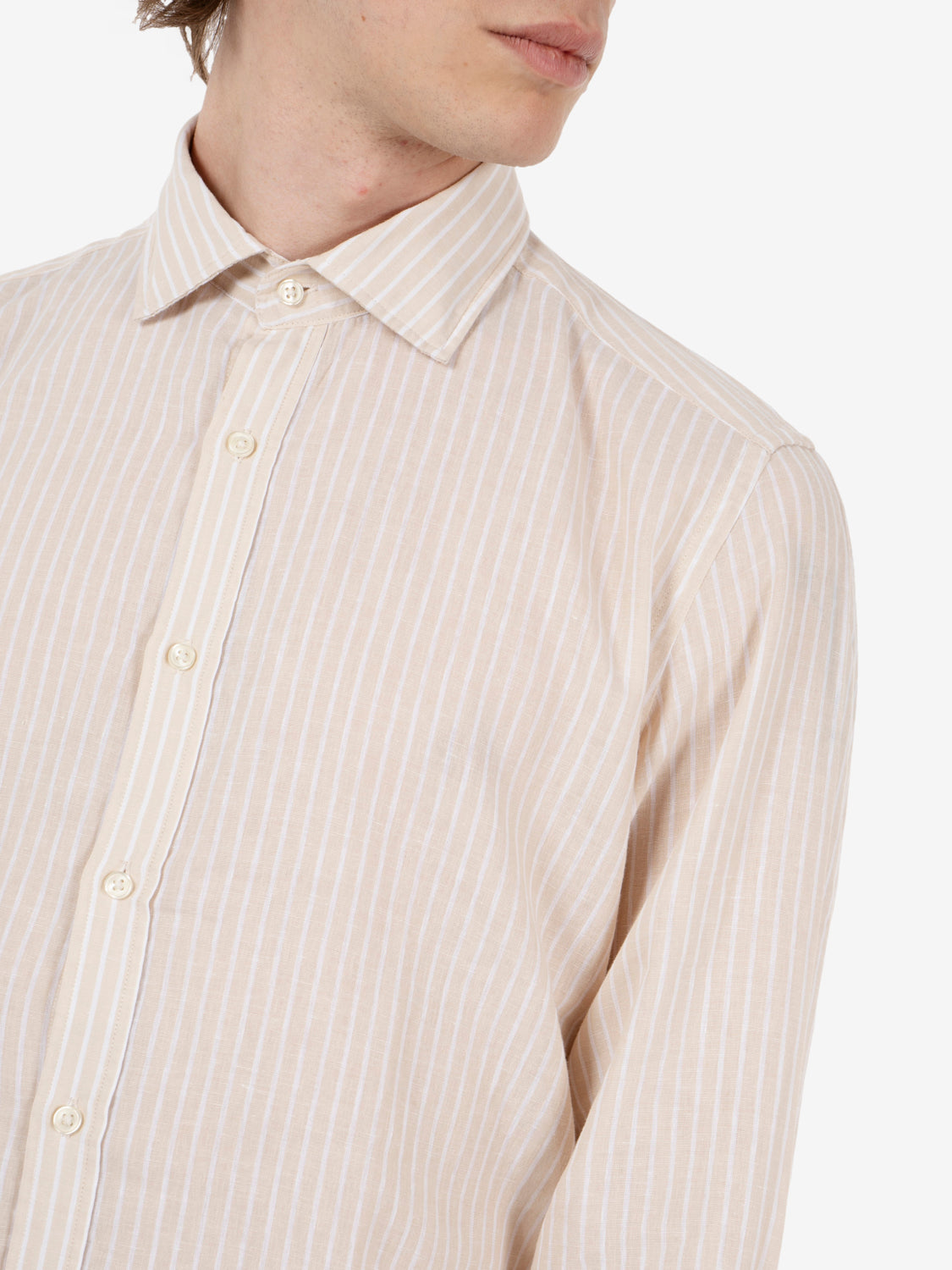 Camicia a righe sand / white