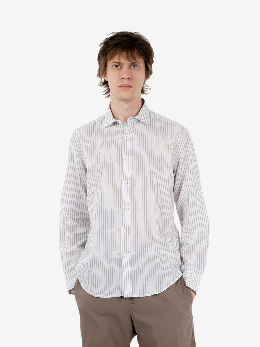 Camicia a righe white / green