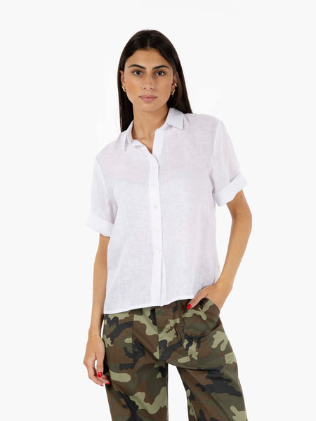 Camicia a scatola in lino bianco