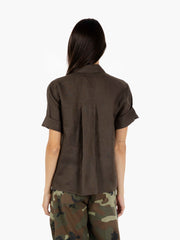 STIMM - Camicia a scatola in lino moro