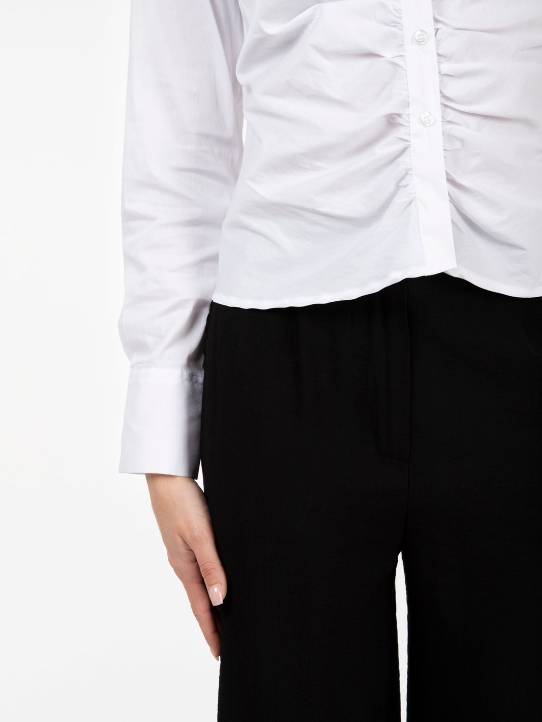 White ruffled shirt
