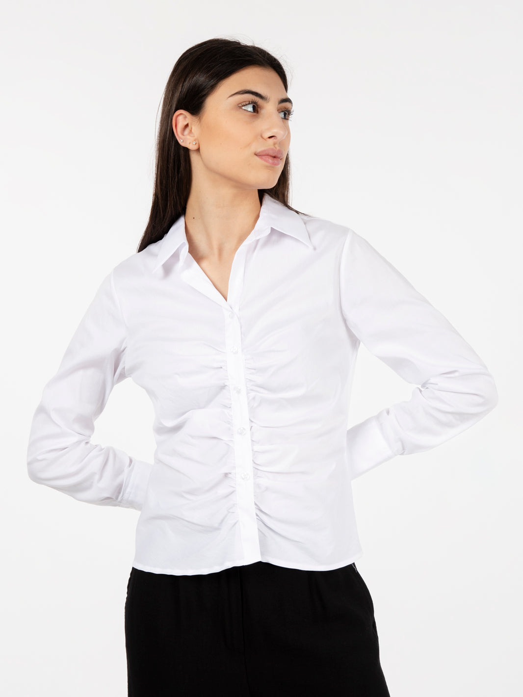 White ruffled shirt