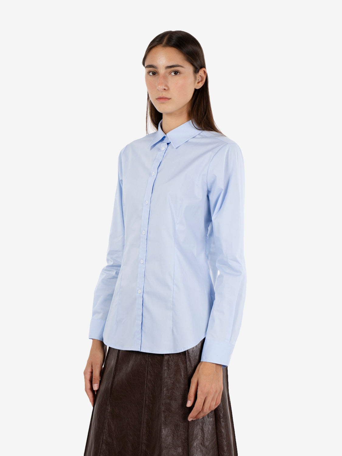Camicia basic in cotone cielo
