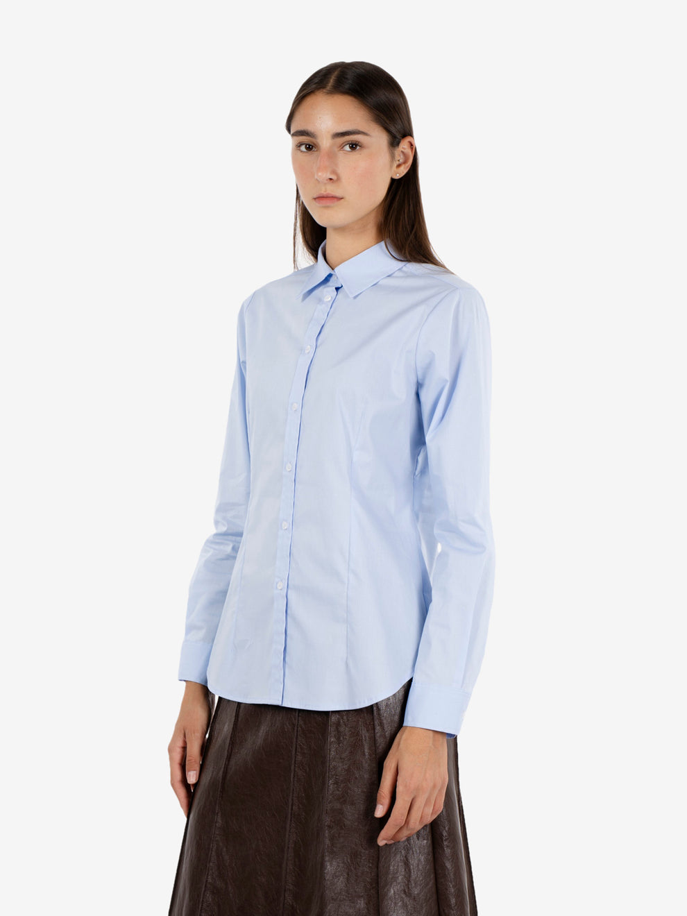 Camicia basic in cotone cielo