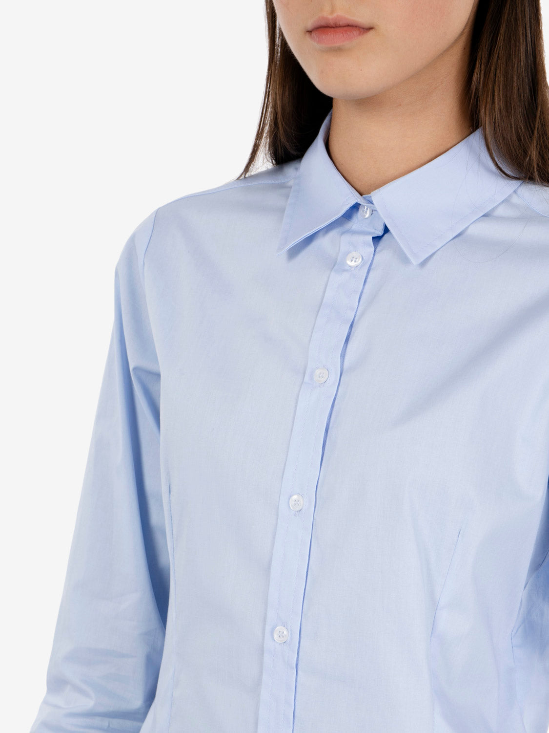 Camicia basic in cotone cielo