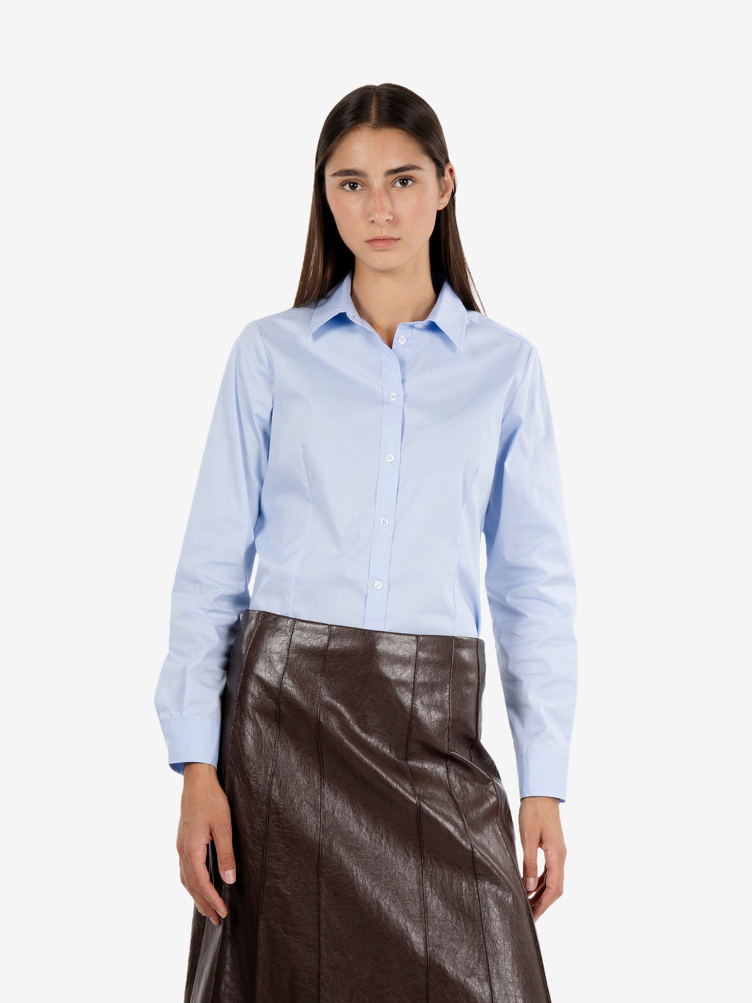 Camicia basic in cotone cielo