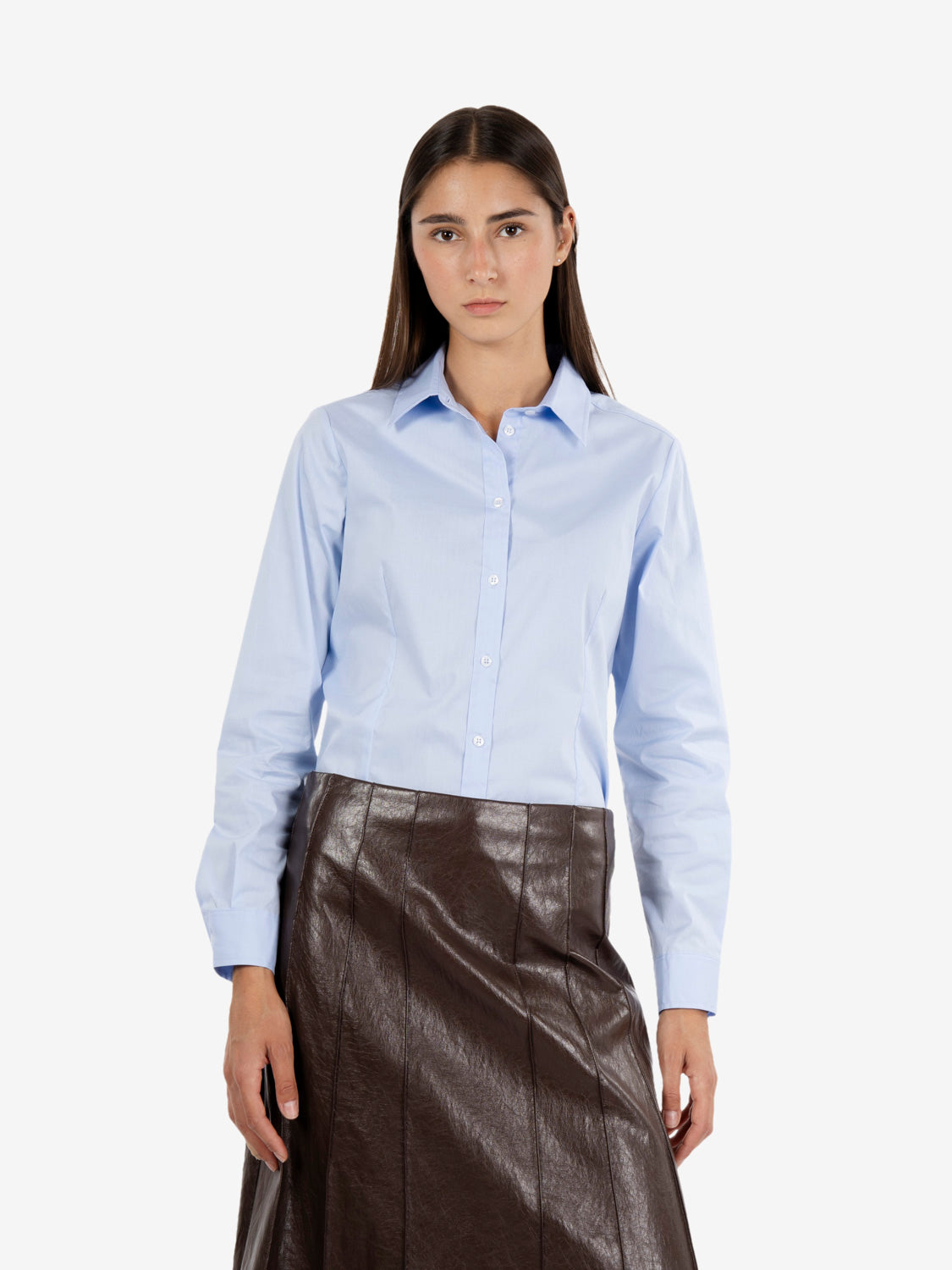 Camicia basic in cotone cielo