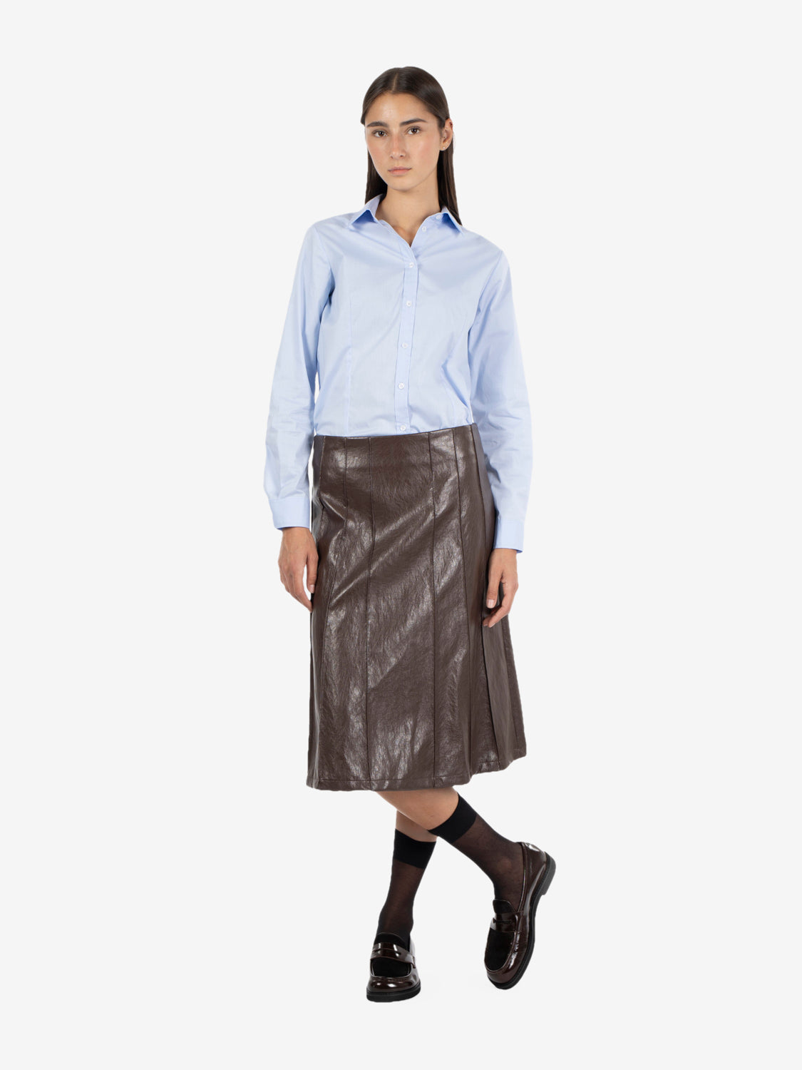 Camicia basic in cotone cielo