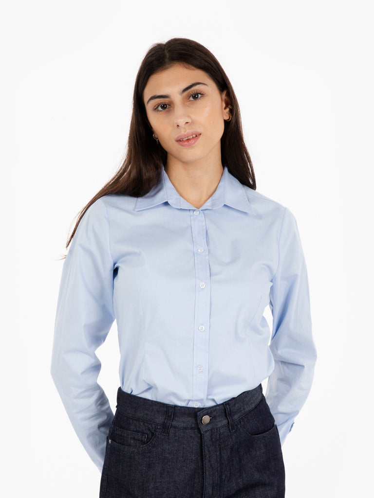 STIMM - Camicia basic sfiancata cielo