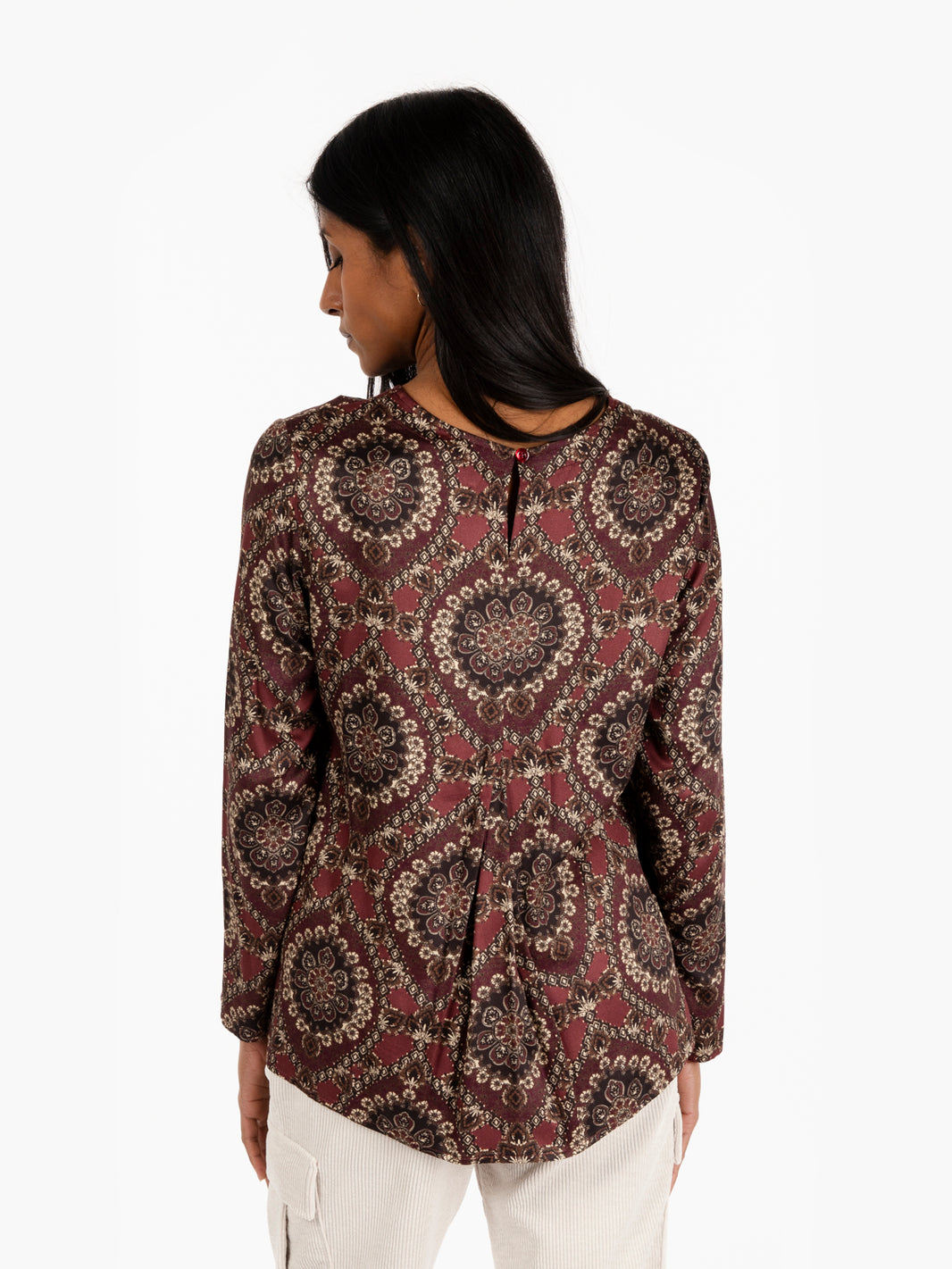 Camicia blusa a fantasia bordeaux