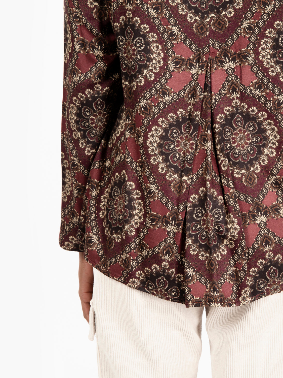 Camicia blusa a fantasia bordeaux