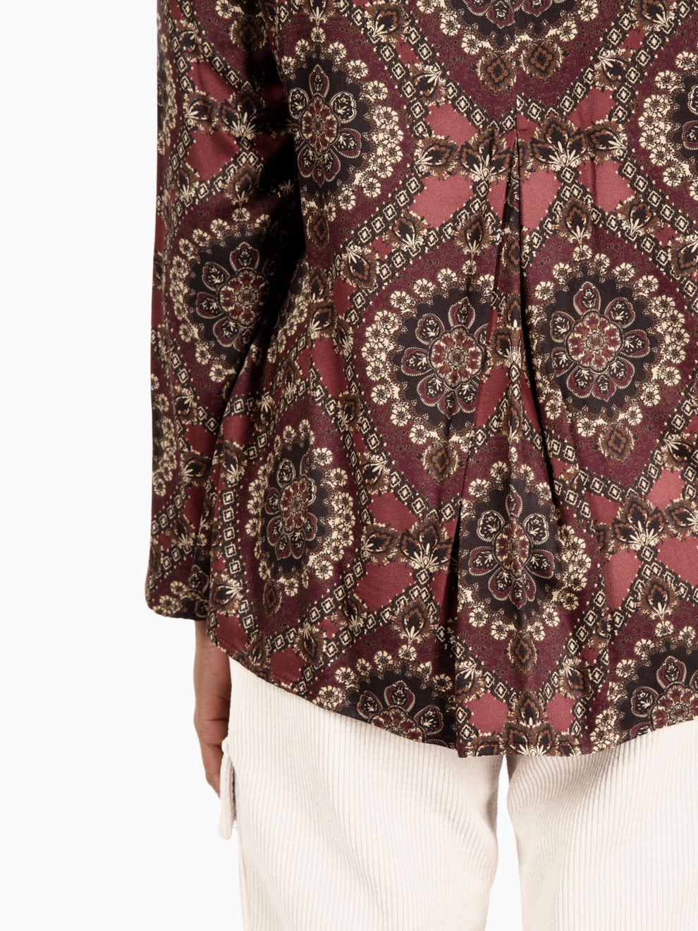 Camicia blusa a fantasia bordeaux