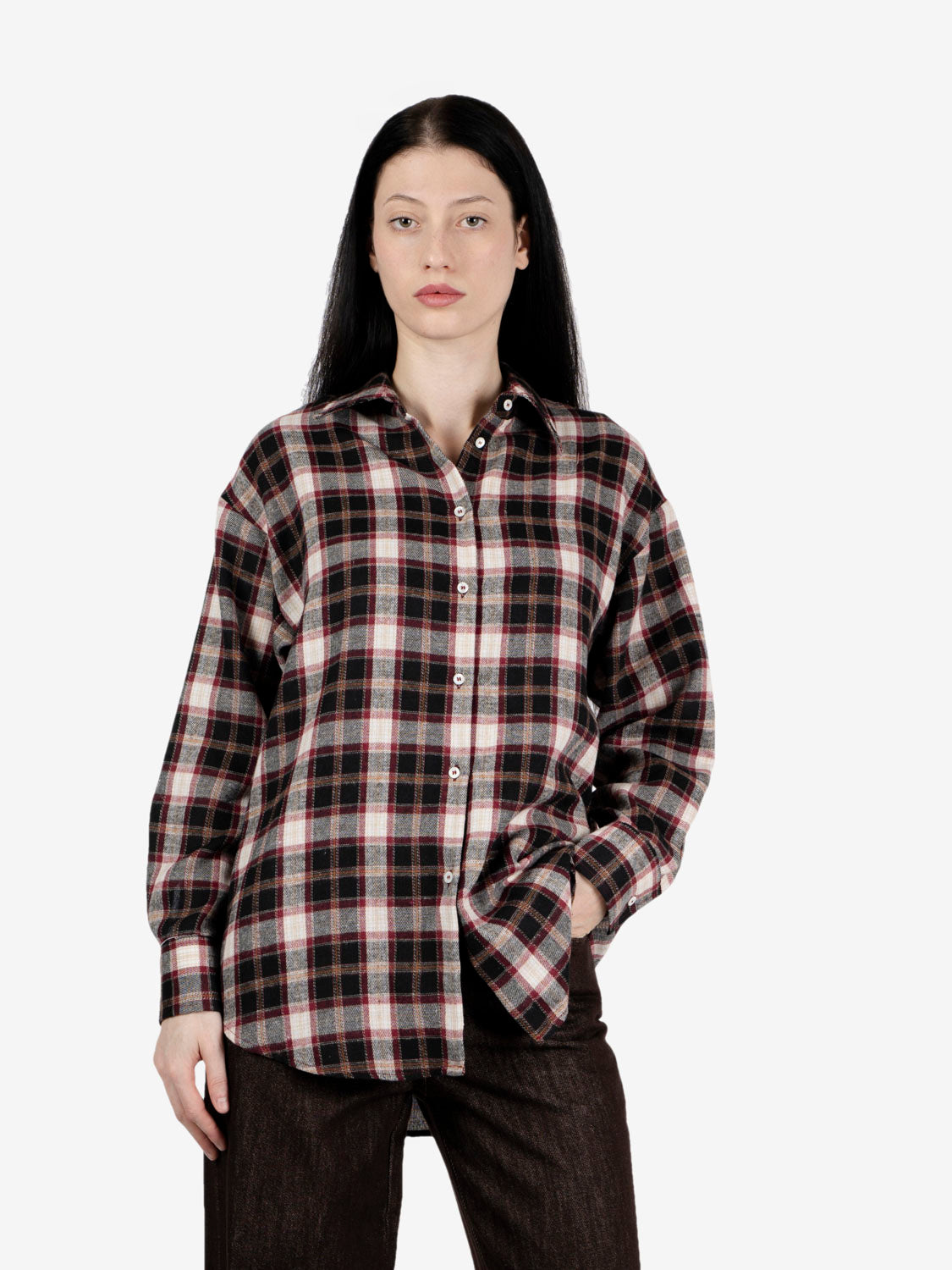 Bordeaux flannel check shirt