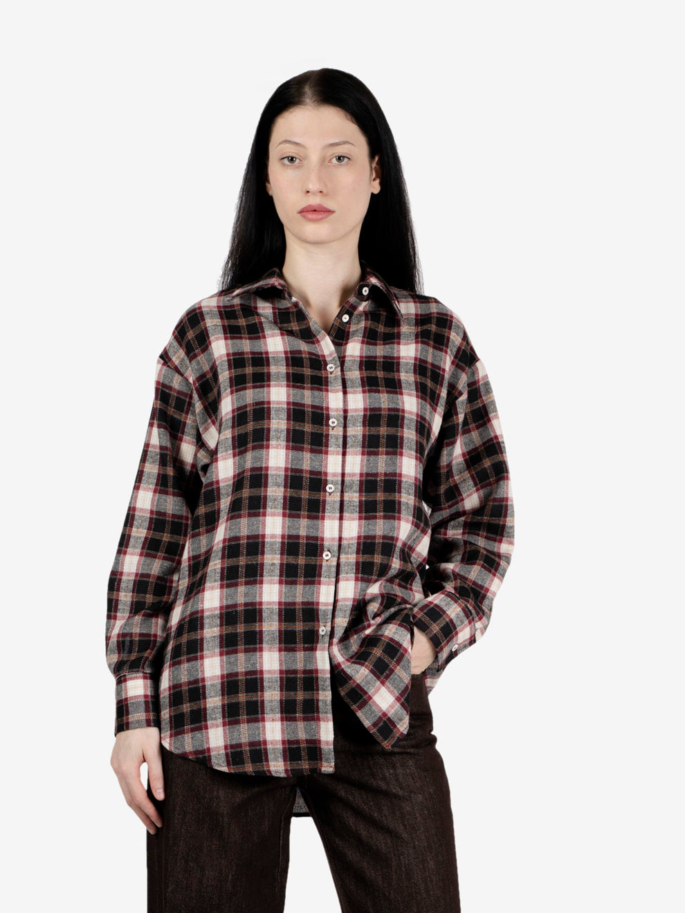 Bordeaux flannel check shirt