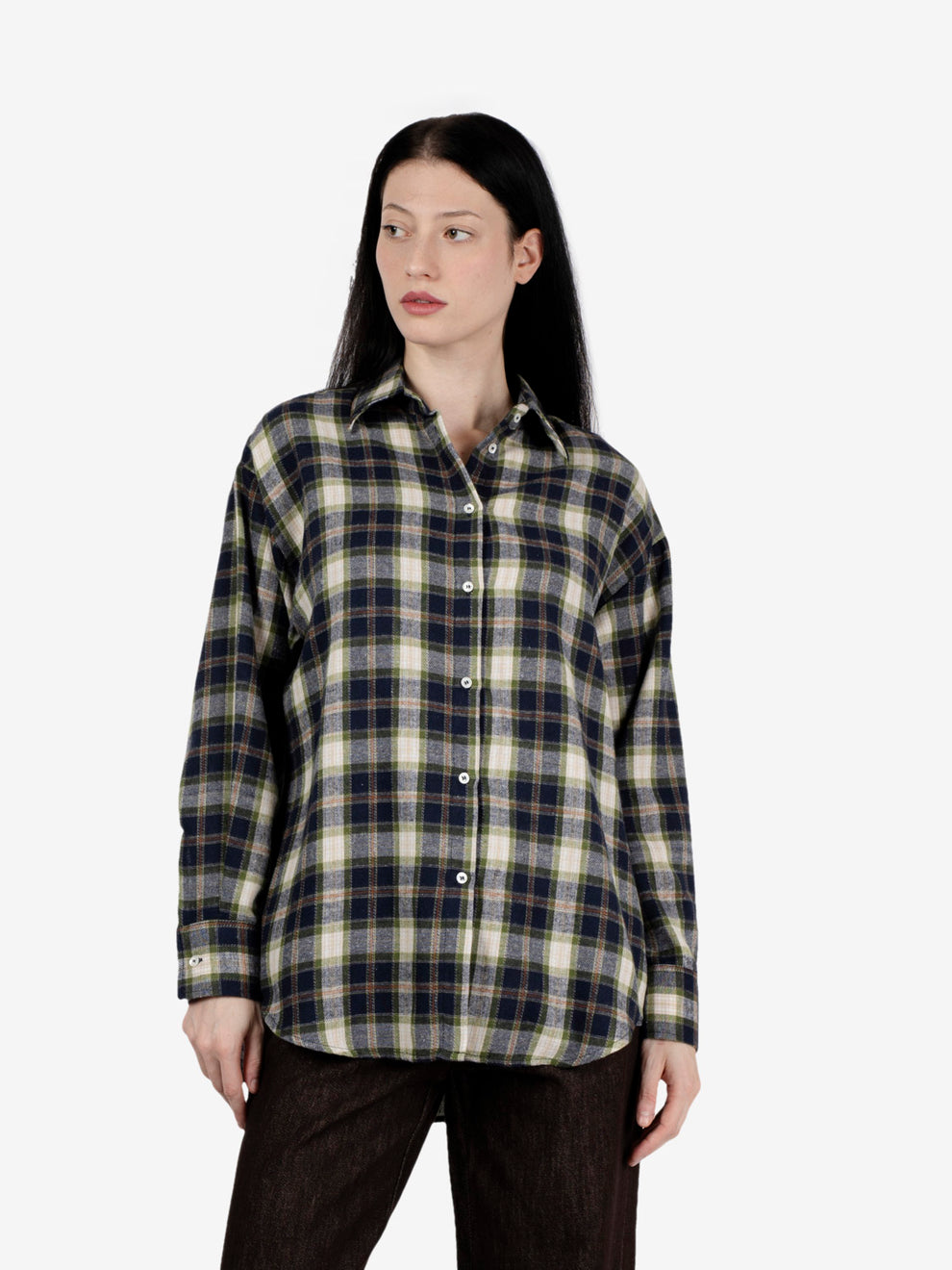 Camicia check in flanella verde / blu