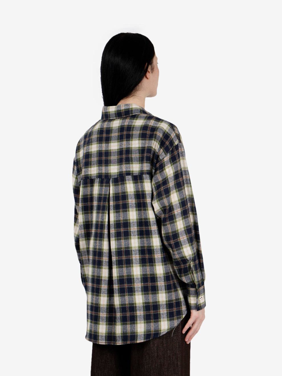 Camicia check in flanella verde / blu