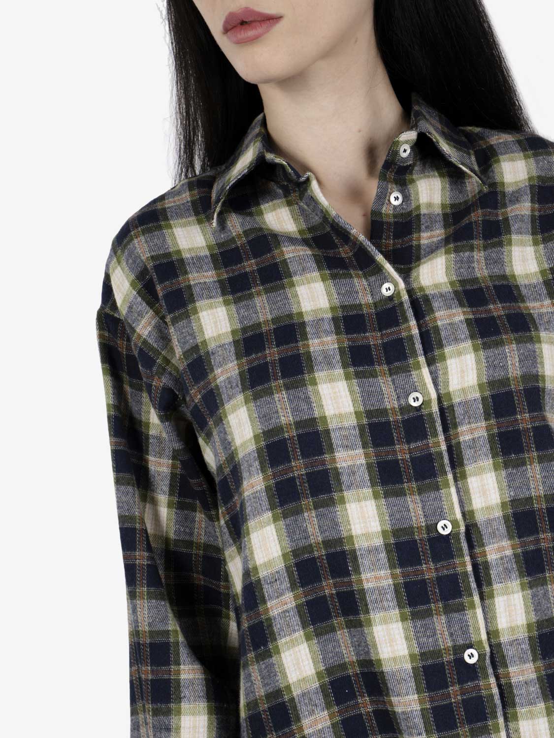 Camicia check in flanella verde / blu