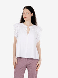 White ruffled shirt