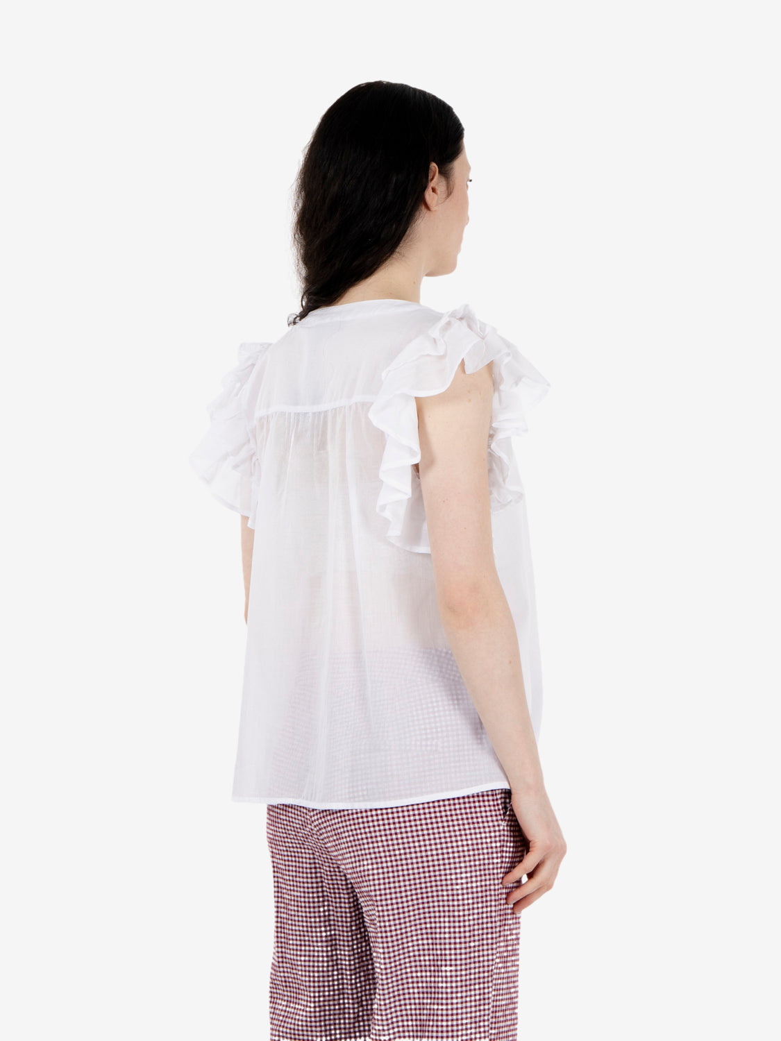 White ruffled shirt