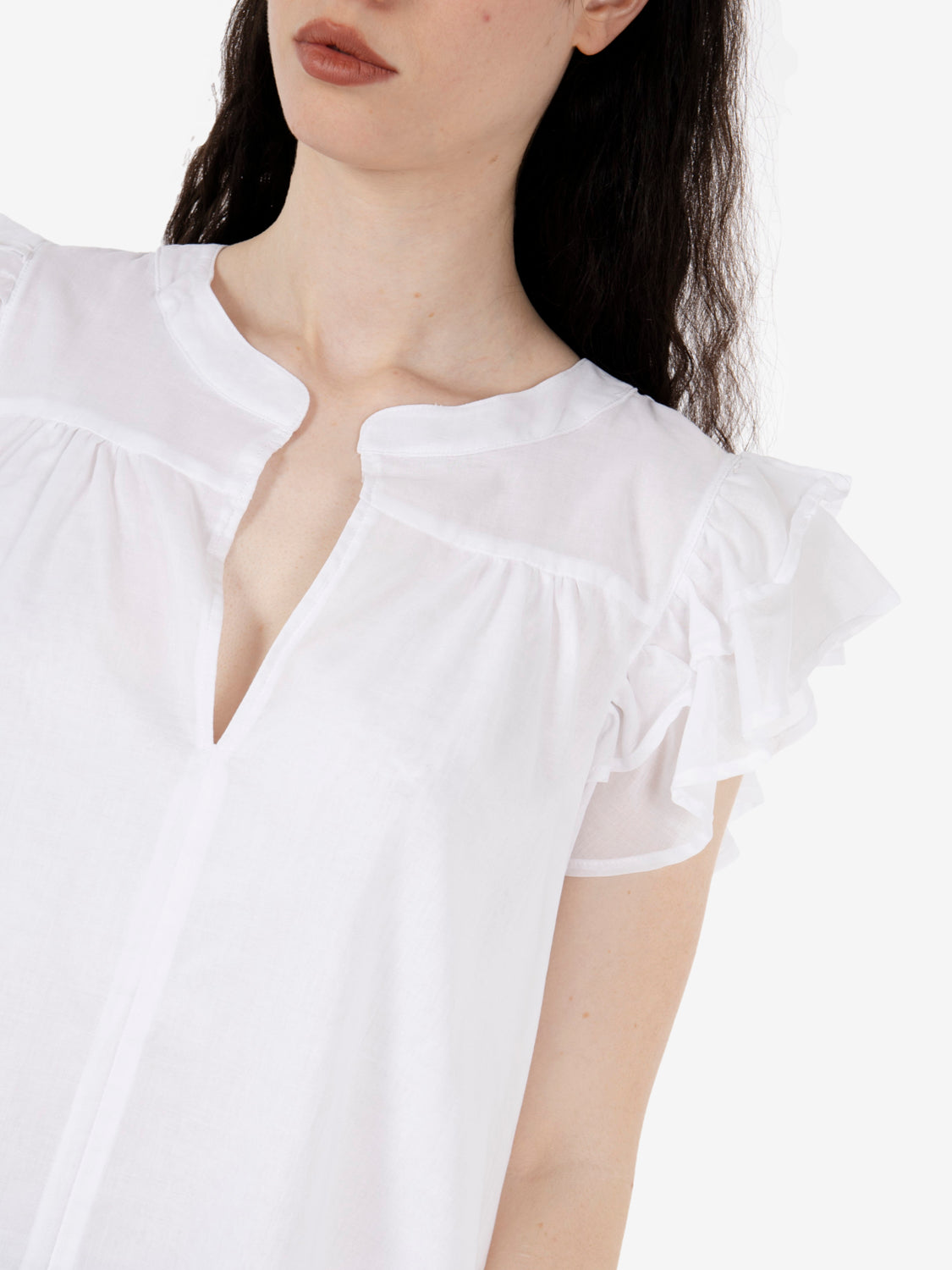 White ruffled shirt