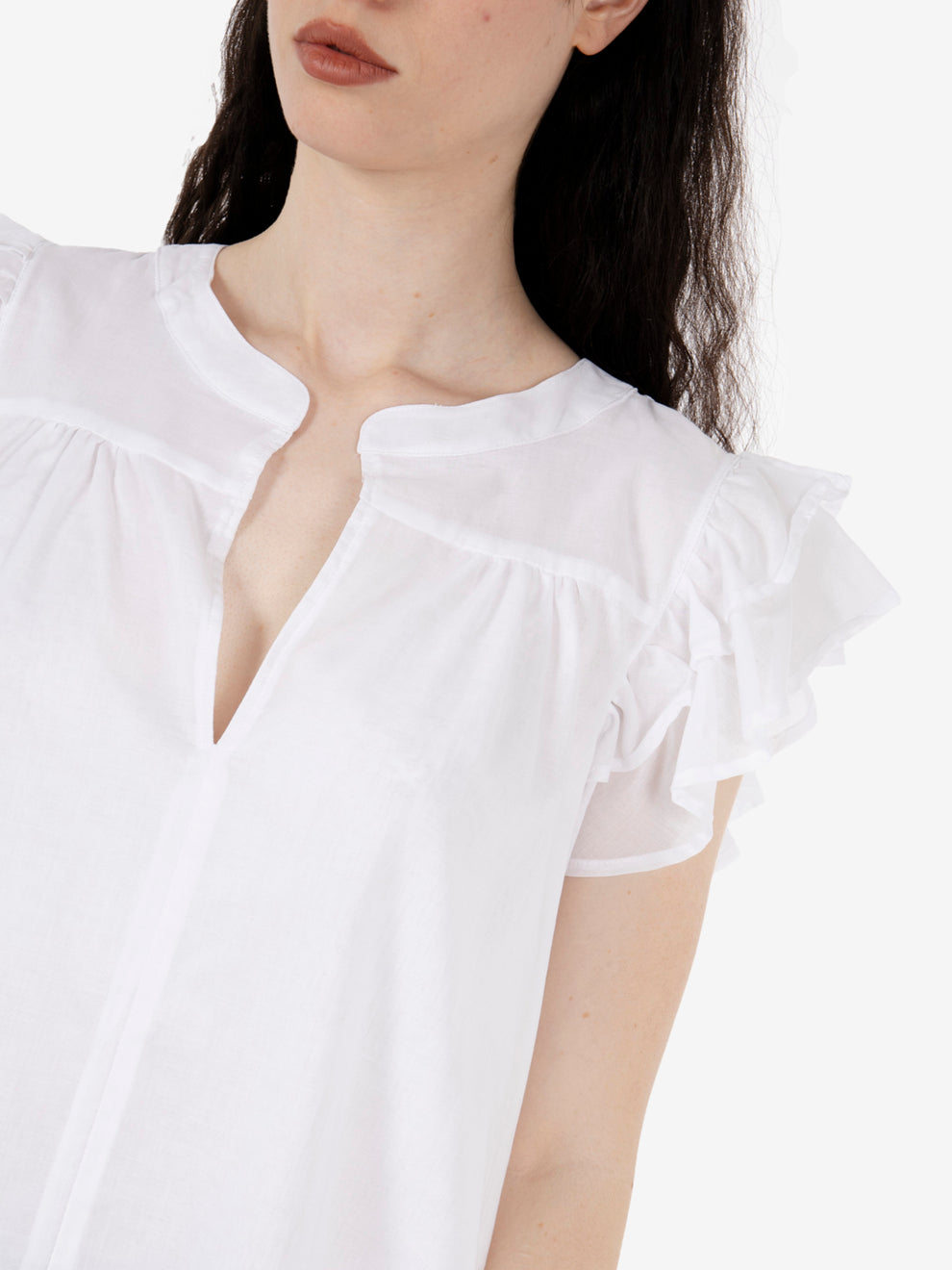 White ruffled shirt