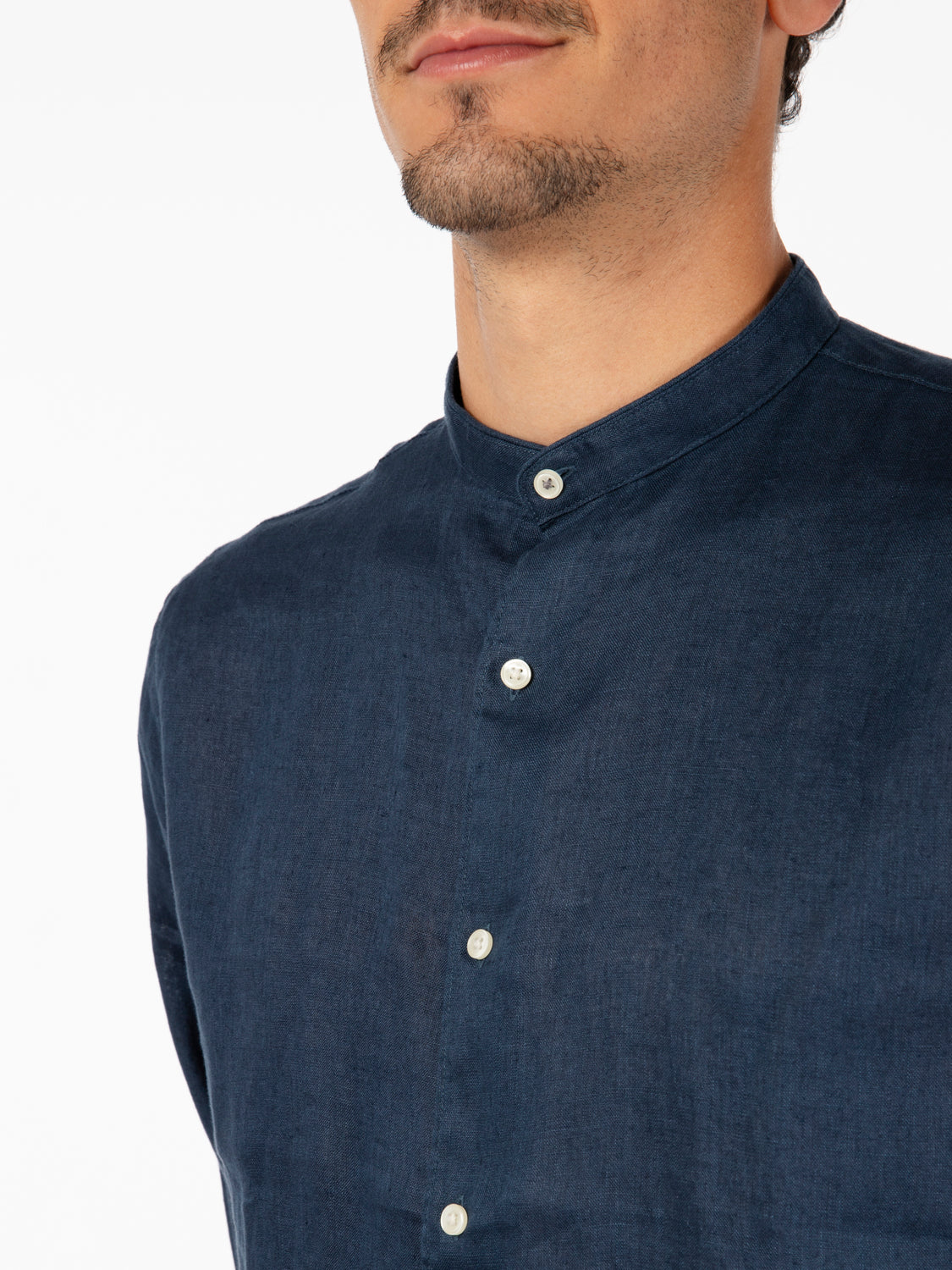 Cobalt blue linen korean shirt