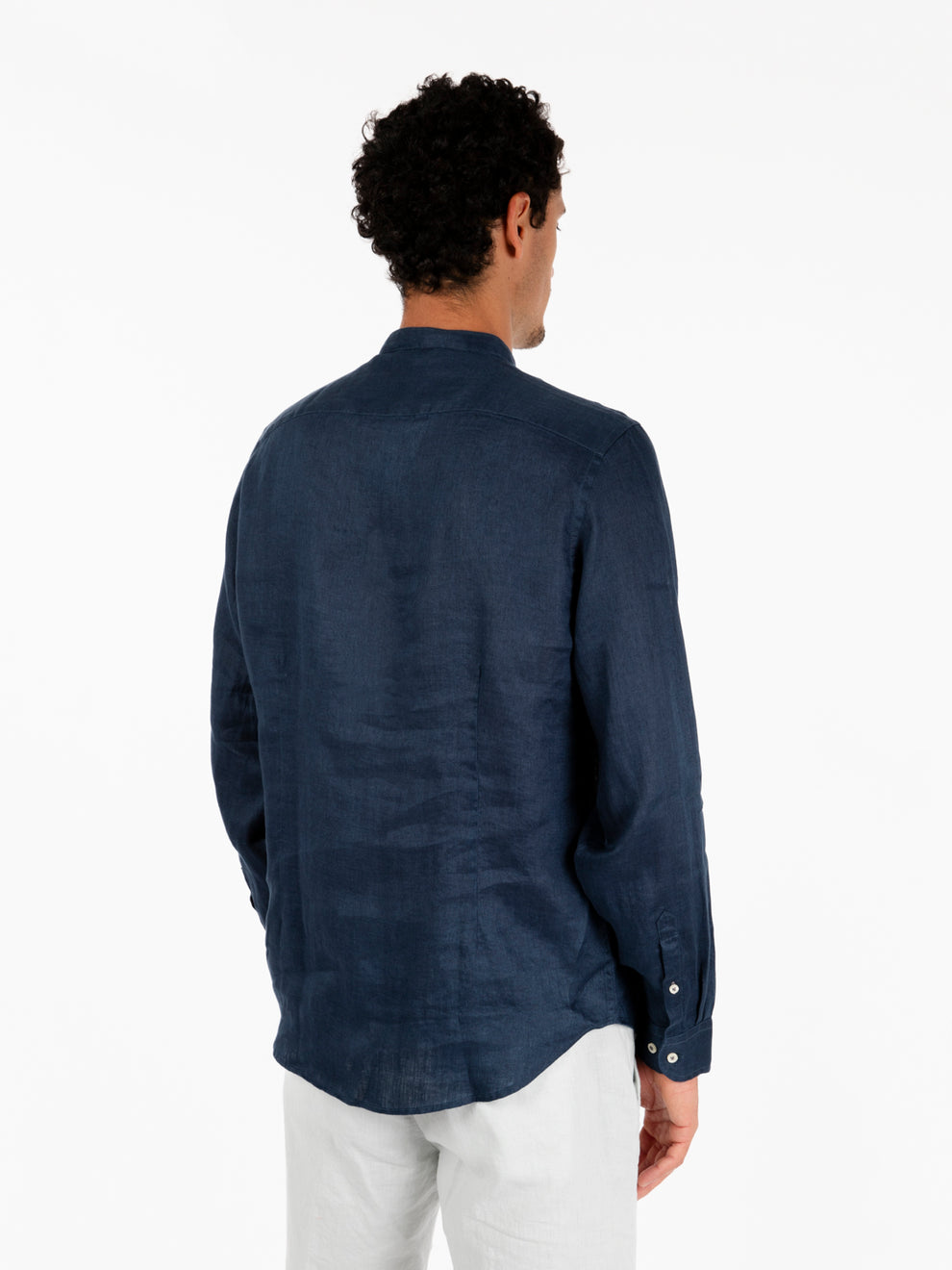Cobalt blue linen korean shirt