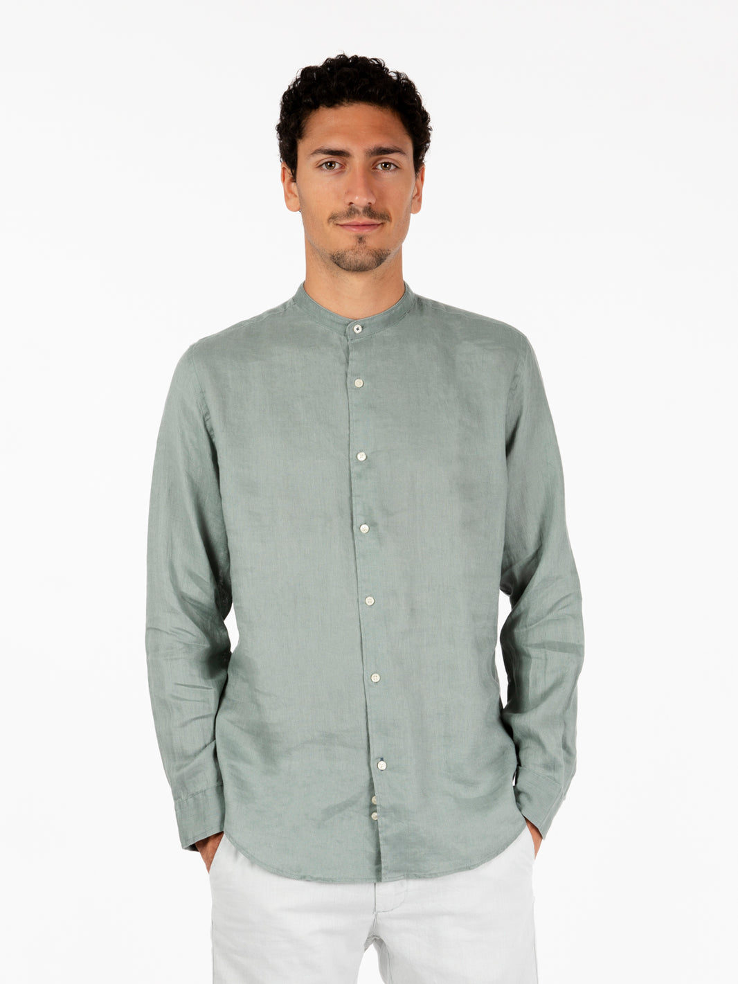 Korean linen olive shirt