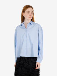 Camicia crop in cotone azzurra