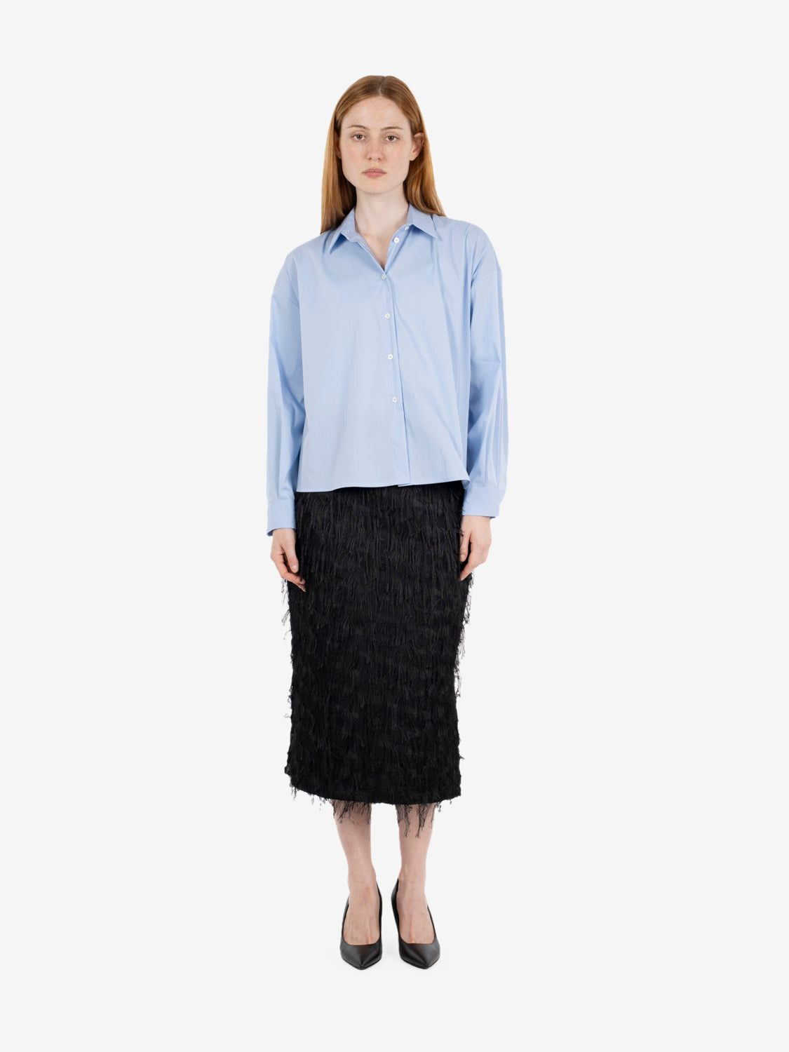 Camicia crop in cotone azzurra