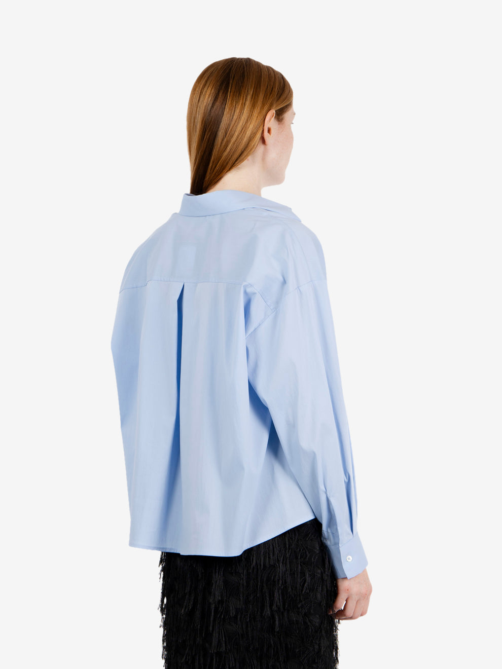 Camicia crop in cotone azzurra