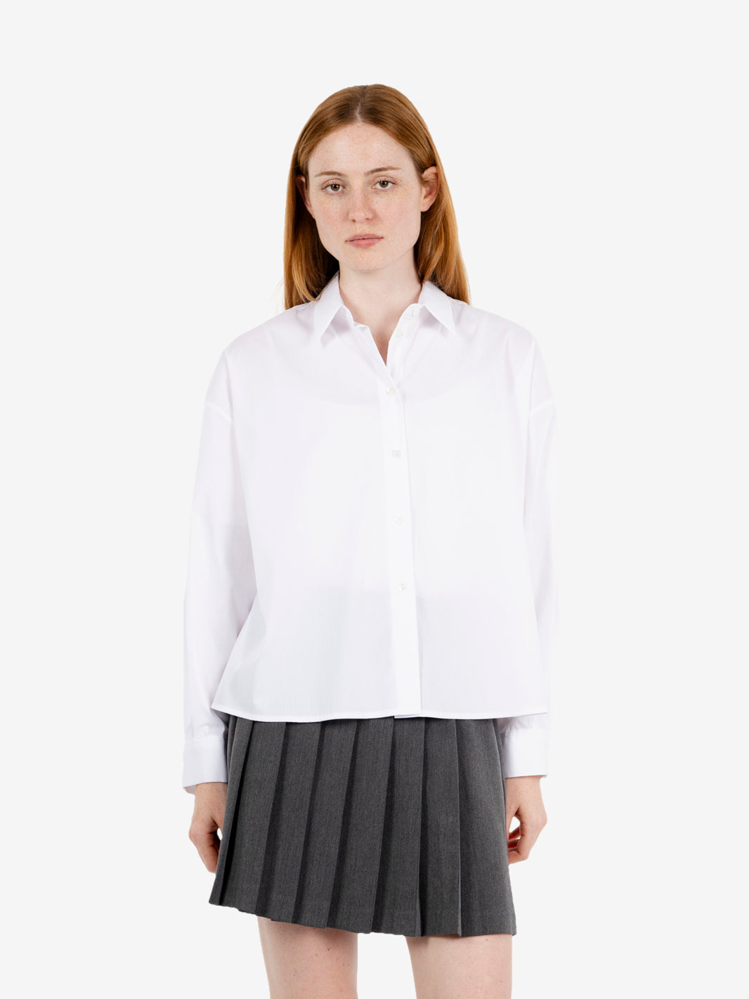 Camicia crop in cotone bianco