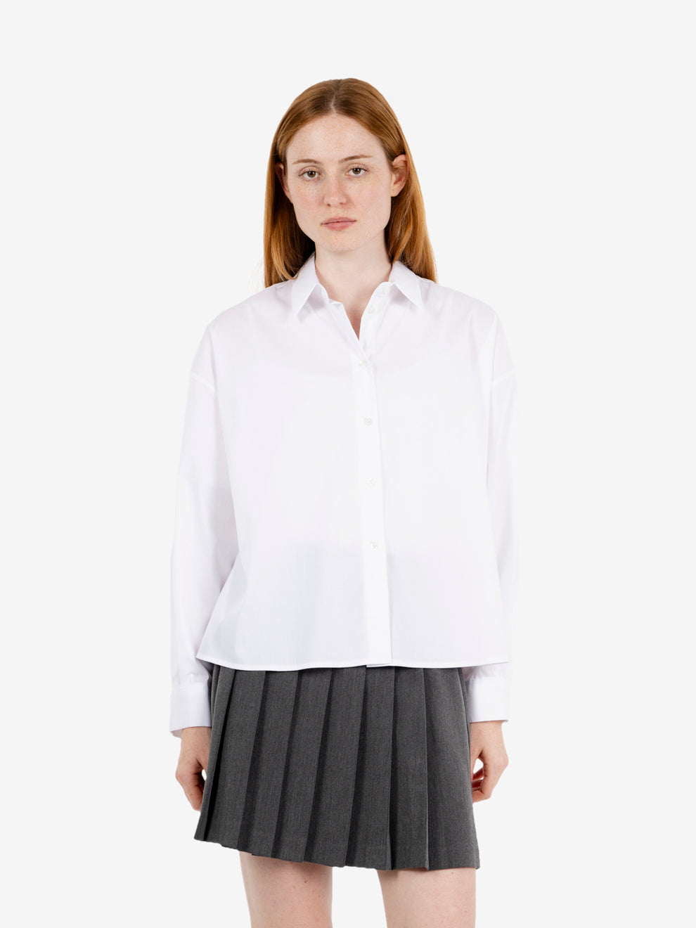 Camicia crop in cotone bianco