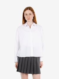 Camicia crop in cotone bianco