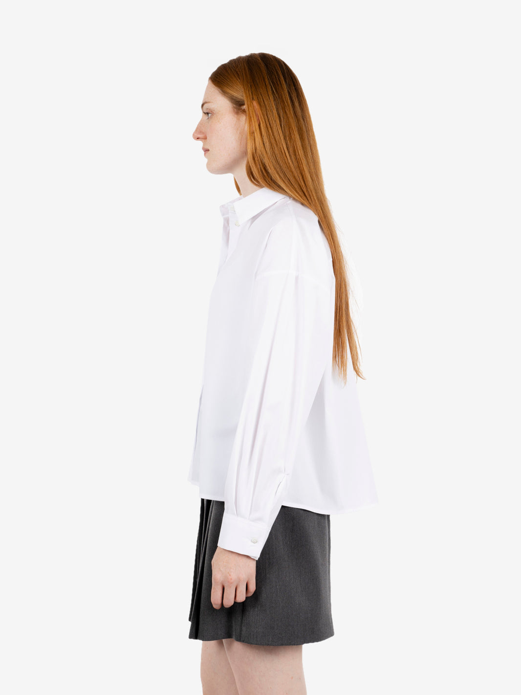 Camicia crop in cotone bianco