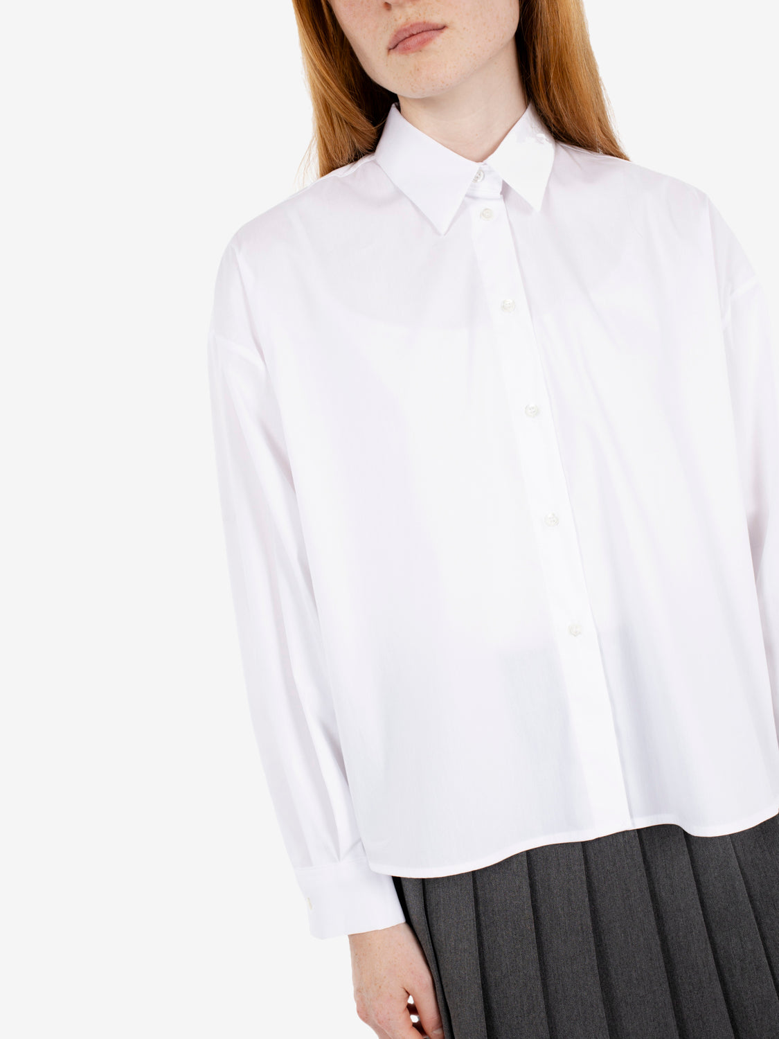 Camicia crop in cotone bianco