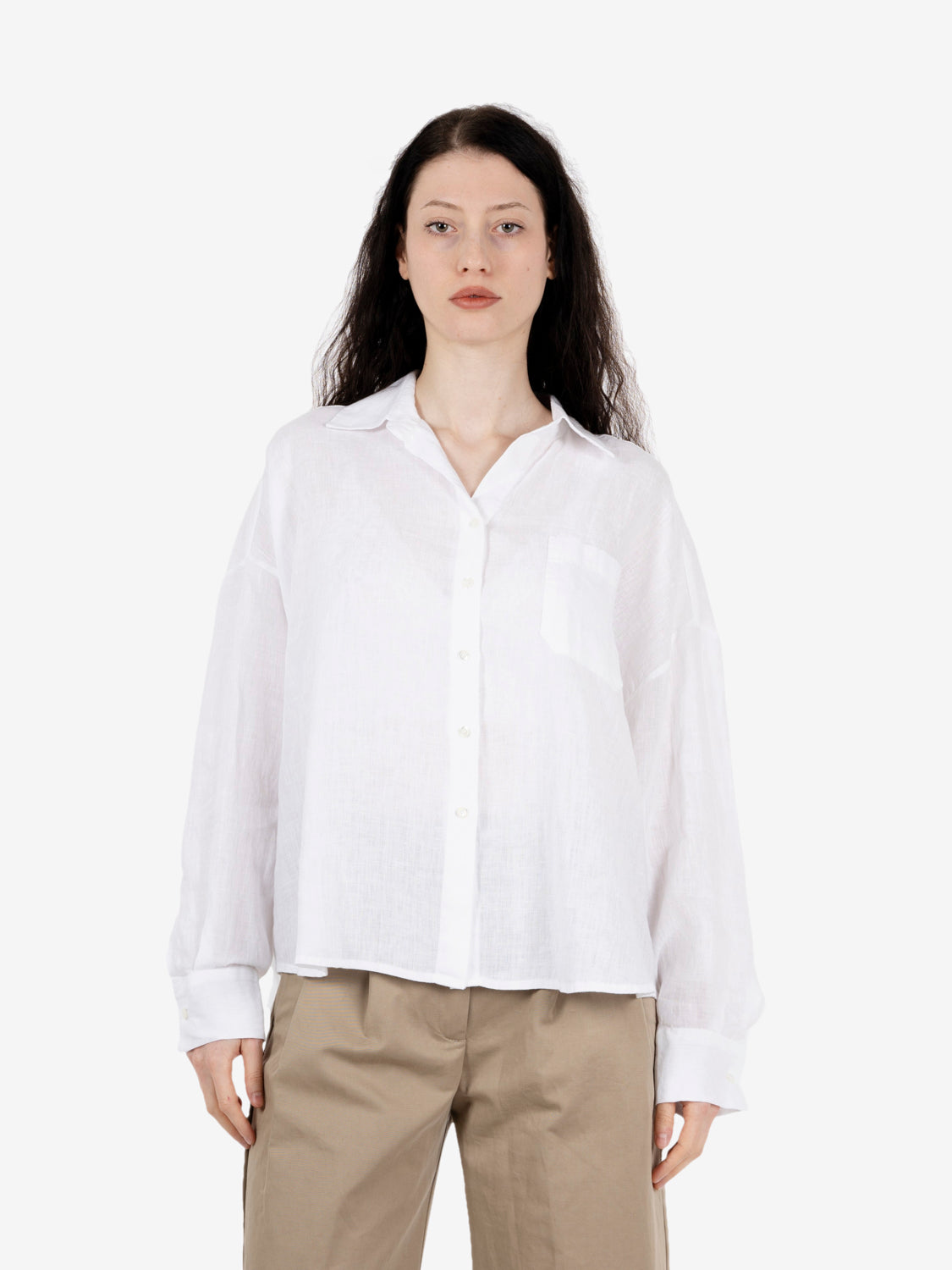 Camicia crop in lino bianca