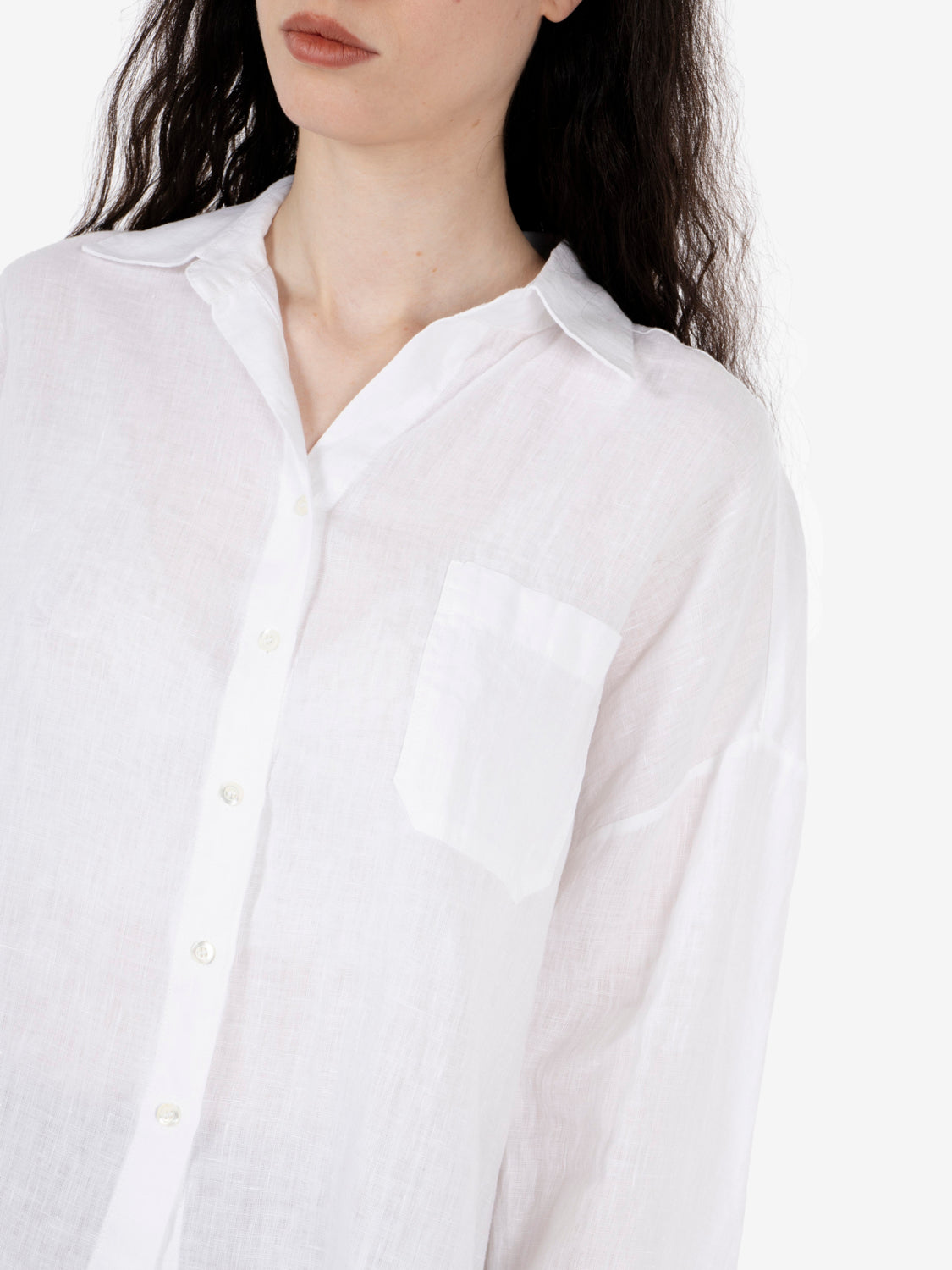 Camicia crop in lino bianca