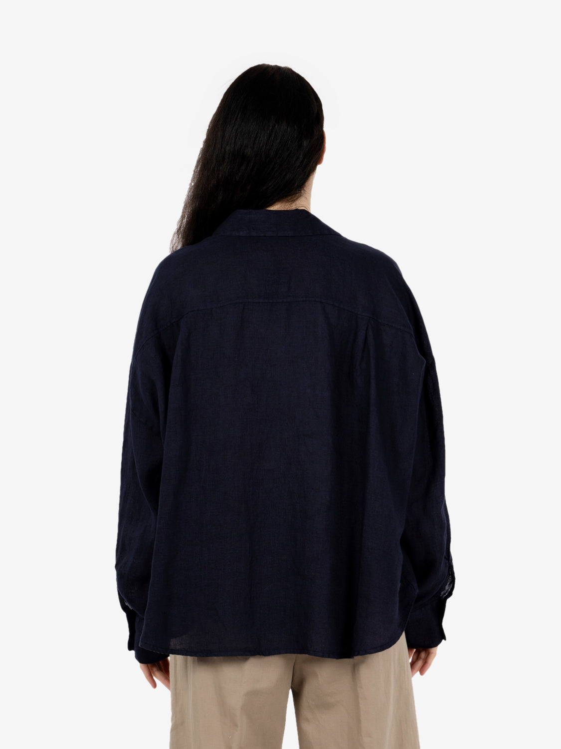 Blue linen crop shirt