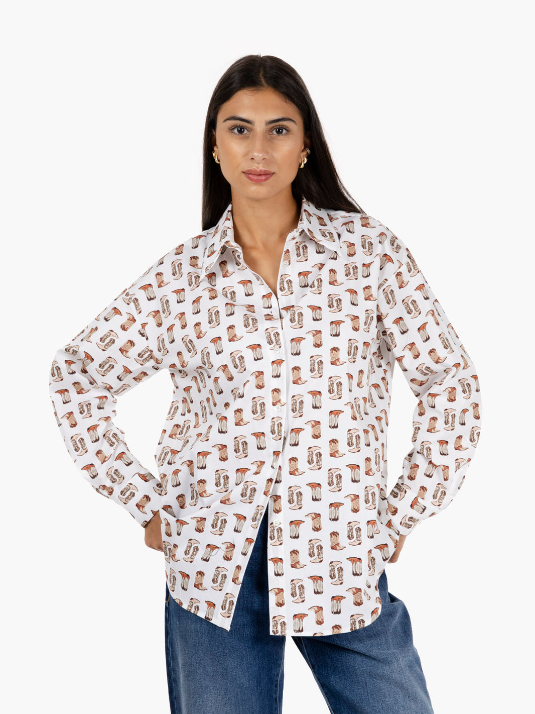 Camicia fantasia country bianca