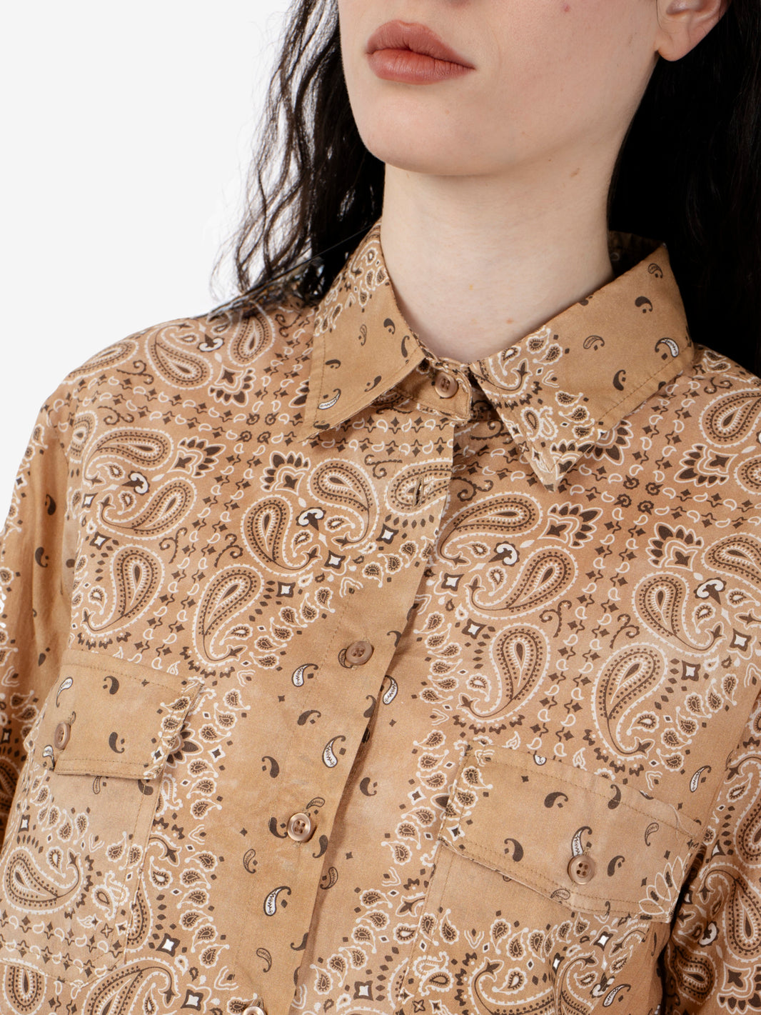 Camel bandana print shirt