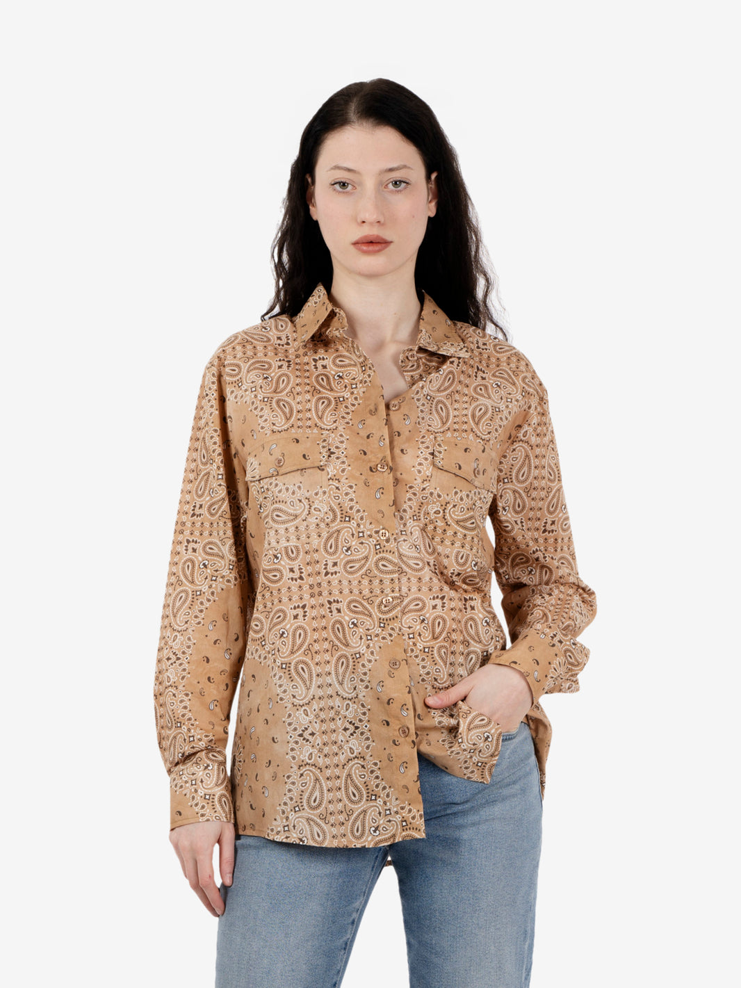 Camel bandana print shirt