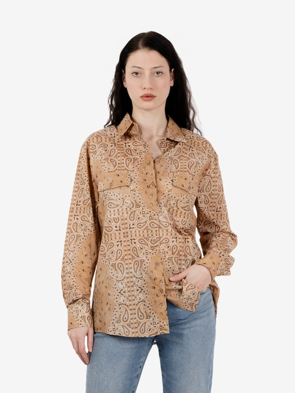 Camel bandana print shirt