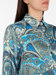 STIMM - Camicia fantasia damascata blu