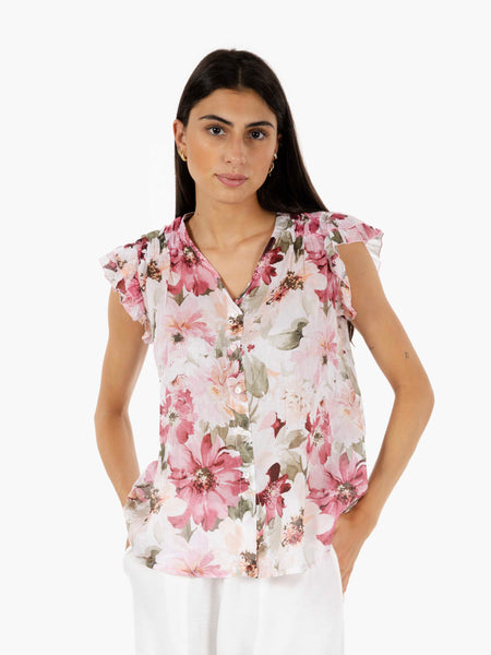 Camicia fantasia floreale rosa