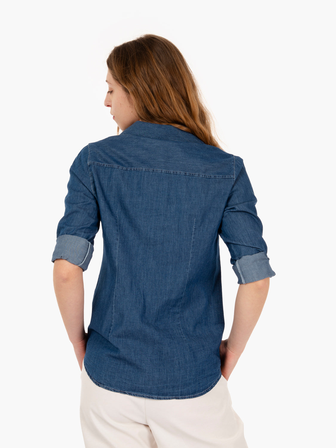 Ilda Shirt with Shiny Stones in Denim Blue