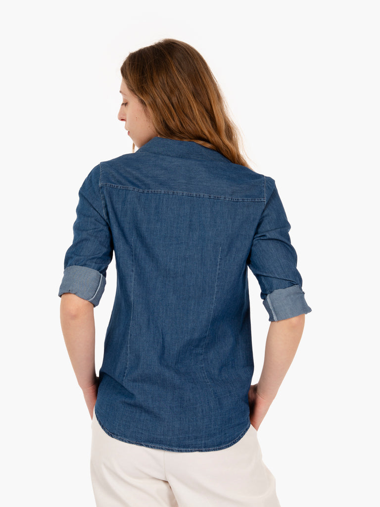 STIMM - Camicia Ilda con pietre brillanti blu denim