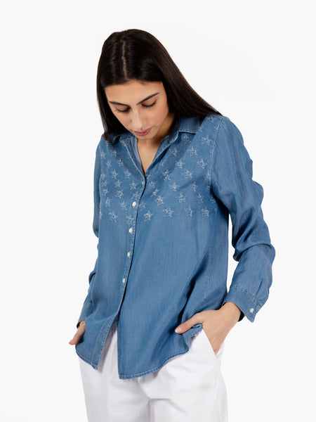 Camicia Immacolata con stelle denim chiaro